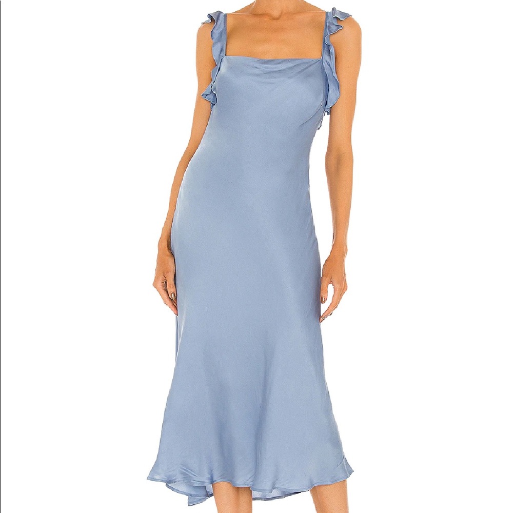 ASTR the Label Rina Satin Dress Periwinkle Blue XS NWT